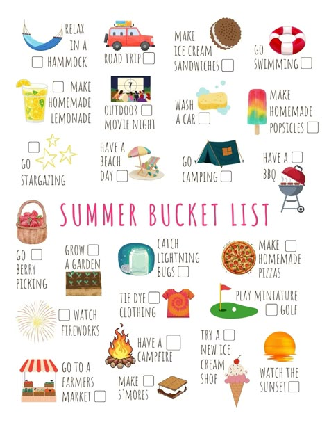 "This INSTANT DOWNLOAD Printable Summer Bucket List allows you to check off 24 different great way to celebrate Summer! All you need to do is simply download and print as many copies as you would like! *INCLUDED*  - 8.5x11 PDF After Purchase: -Once you have purchased this item you will instantly have access to the Etsy download page and you will also receive a download link in your email. -Click \"download\" and save the file to your computer. -You can also follow this link: https://www.etsy.com/your/purchases and then to the right of your order, click to \"Download Files\" -Simply print your file at home and you are ready to go INSTANT DIGITAL DOWNLOAD (no physical print will be mailed to you) You will receive an e-mail from Etsy with your downloadable PDF link after your payment is confi Things To Do Summer Bucket Lists, 4th Of July Bucket List, Summer Holiday Bucket List, Summer This Or That, This Summer Will Be Different, Fun Things To Do In The Summer, Summer Bucket List 2024, Bucket List For Summer, Beach Bucket List