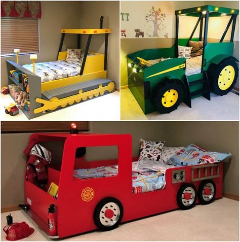 Firetruck Bed, Truck Bedroom, Kids Bed Design, Toddler Boys Room, Lace Patterns Converse, Shoe Lace Patterns Converse, Kids Beds, Toddler Rooms, Boys Bedding