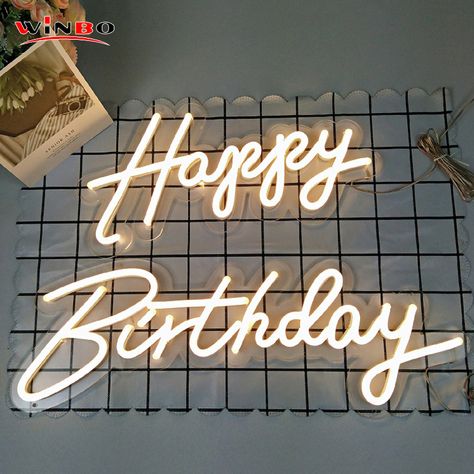 Happy Birthday Neon Sign, Birthday Neon Sign, Happy Birthday Neon, Birthday Lights, Neon Signs Quotes, Happy Birthday Signs, Wedding Neon Sign, Neon Wedding, Neon Party