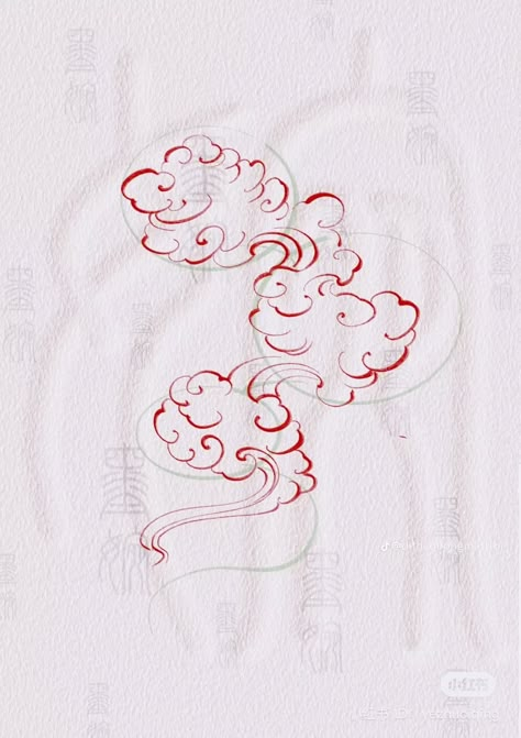 Asian Clouds Drawing, Japanese Clouds Tattoos, Asian Clouds, Japanese Cloud Tattoo, Japanese Clouds, Tibetan Tattoo, Deck Patterns, Sheep Illustration, Asian Artwork