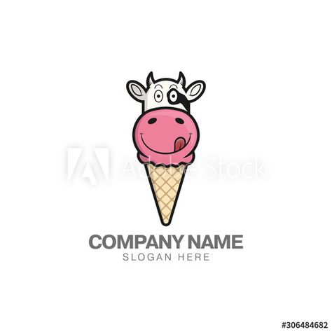 Stock Image: Delicious cow's milk ice cream logo design template, ice cream and cow head vector Ice Cream Logo Design, Ice Cream Tattoo, Ice Cream Logo, Cow Logo, Cow's Milk, Milk Ice Cream, Cow Head, Logo Design Template, Animal Logo