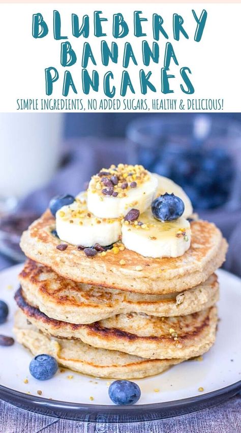 Packed full of flavor, these Blueberry Banana Pancakes are perfect family treat. Sweet, fluffy, and incredibly satisfying. Easy to make. Great for lazy weekends! -------- #blueberry #blueberrypancakes #pancakes #bananapancakes #pancakerecipe #healthybreakfast #breakfastideas #breakfastforkids #tasy #tastyfood #yumm #yummyfood #eathealthy #healthyfood Banana Pancakes Easy, Banana Pancakes For Baby, Blueberry Banana Pancakes, Blueberry Pancakes Easy, Blueberry Oatmeal Pancakes, Healthy Blueberry Pancakes, Banana Blueberry Pancakes, Blueberry Pancakes Recipe, Banana Oat Pancakes