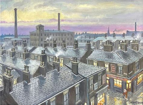 Steven Scholes, Corner Shop, Gas Lamp, Salford, Red Lion, British Art, Power Station, Sale Artwork, Oil On Canvas