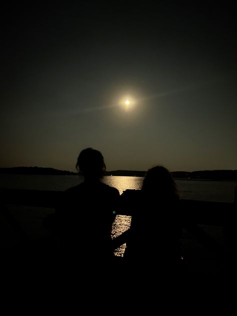 #fullmoon #lake #nighttime #bluemoon Lake Night Aesthetic Couple, Lovers At Night, Laying Under The Stars, Dock At Night, Nighttime Aesthetic, Lake At Night, Night Lake, Dark Beach, Moon Gazing