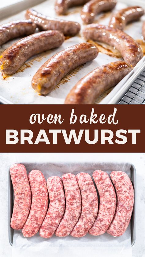 Cooking Brats In The Oven, Baked Brats In Oven, Bratwurst In Oven, Bratwurst Recipes Oven, Oven Baked Brats, Bratwurst Dinner Ideas, Baked Brats, Bratwurst In The Oven, Brats In The Oven