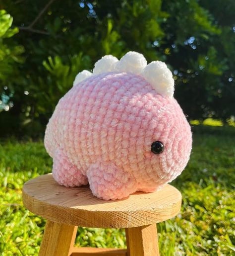 Chubby Stegosaurus Plushie - Handmade Crochet Amigurumi - Strawberry Dinosaur Plushie - Pink Dino Plushie - Chubby Dino - Stegosaurus Crochet toys patterns free amigurumi #crochettoyspatternsfreeamigurumi #crochet #crochettoy #crochetpattern #crochetpatterns 1.453 Easy Crochet Plush, Strawberry Dinosaur, Crochet Stegosaurus, Plushies Handmade, Toys Quotes, Dinosaur Plushie, Crochet Dino, Dinosaur Crochet, Aesthetic Patterns