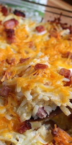 Hashbrown Casserole with Ham ~ This easy to make casserole can be made ahead, only takes minutes to put together, and it’s a great recipe to use up leftover ham Hashbrown Casserole With Ham, Ham And Hashbrown Casserole, Casserole With Hashbrowns, Breakfast Casserole With Hashbrowns, Casserole With Ham, Potato Ideas, Oven Meals, Hashbrown Casserole, Hashbrown Breakfast Casserole