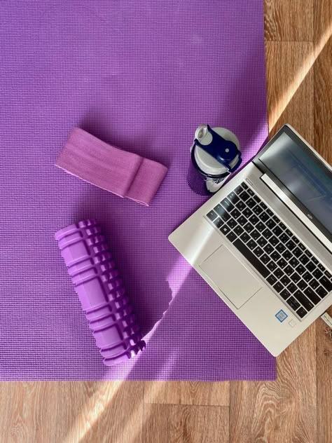 Purple Health Aesthetic, Purple Pilates Princess Aesthetic, Purple Fitness Aesthetic, Gym Purple Aesthetic, Vision Board Purple Aesthetic, Purple Pilates Princess, Purple Workout Aesthetic, Purple Gym Aesthetic, Diwali Photography