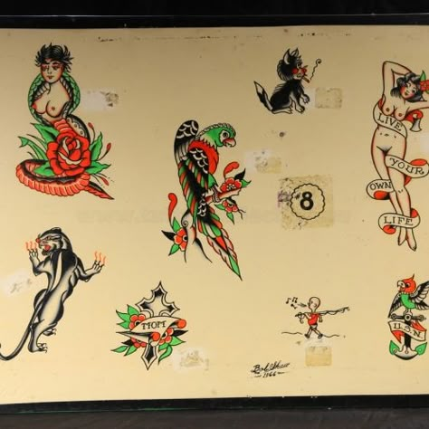 Bob Shaw – Tattoo Collection Bob Shaw Tattoo, Picture Machine Tattoo Flash, Tattoo Catalog, 12 Tattoos, Flash Ideas, Vintage Tattoo Design, Machine Tattoo, Traditional Flash, Flash Sheet