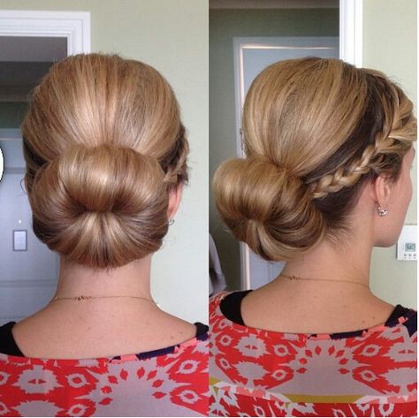 Low sock bun Sock Bun Hairstyles, Braided Crown, Braided Crown Hairstyles, Sock Bun, Simple Prom Hair, Braided Bun Hairstyles, Hairstyles For Girls, Really Long Hair, Peinados Recogidos