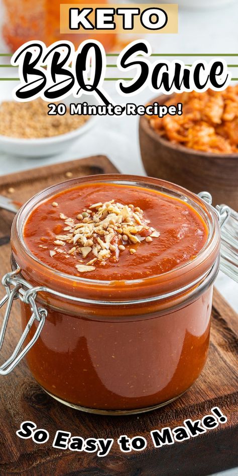 This KETO BBQ SAUCE recipe is slightly sweet and smoky. In less than 20 minutes you'll have a sugar-free and low carb barbecue sauce that is so delicious and easy to make. Tangy Bbq Sauce Recipe, Gluten Free Bbq Recipes, Diy Ketchup, Gluten Free Bbq Sauce, Bbq Sauce Recipes, Homemade Barbecue Sauce Recipe, Keto Bbq Sauce, Pork Brisket, Easy Sauce Recipe