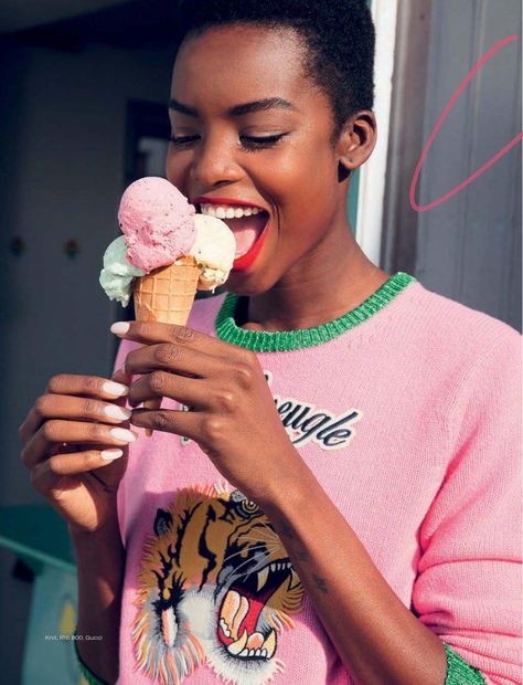 elle-south-africa-november-2016-maria-borges-by-jacques-weyers-1-2 Ice Cream Pictures, Ice Cream Photography, Black Fashion Designers, Ice Cream Poster, Gelato Shop, Ice Cream Theme, Parisian Chic Style, Ice Cream Photos, Eating Ice Cream