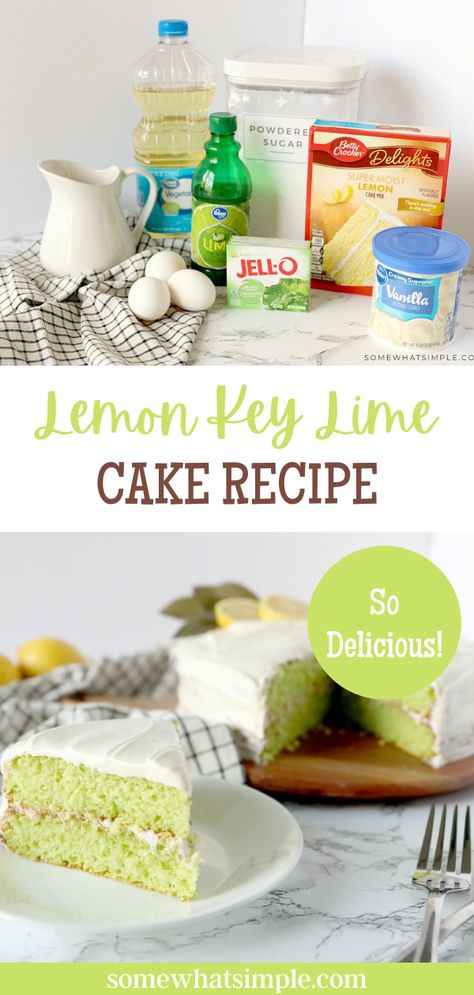 Key Lime Cake Mix Recipes, Key Lime Cake From Lemon Box Cake, Key Lime Cake Filling, Lemon And Lime Cake, Key Lime Box Cake Recipe, Key Lime Bundt Cake From Box Cake, Lime Jello Cake Recipe, Lemon Lime Magic Cake, Key Lime Cake Mix Cookies