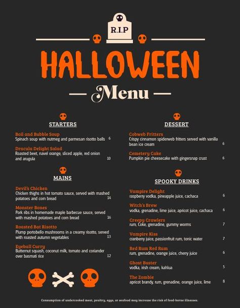 Gravestone Halloween Menu Design Template by MustHaveMenus Halloween Menu Board, Halloween Menu Design, Halloween Food Menu, Pumpkin Menu, Holiday Dinner Menu, Halloween Writing Prompts, Halloween Template, Halloween Pizza, Autumn Core