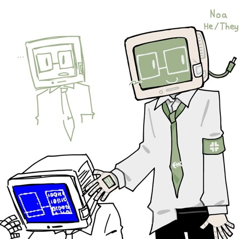 Computer Character Design, Robot Pfp, Tv Head Oc, Computer Character, Computer Head, Cute Pfp Pics, Technology Drawing, Uh Oh Stinky, Guy With Glasses