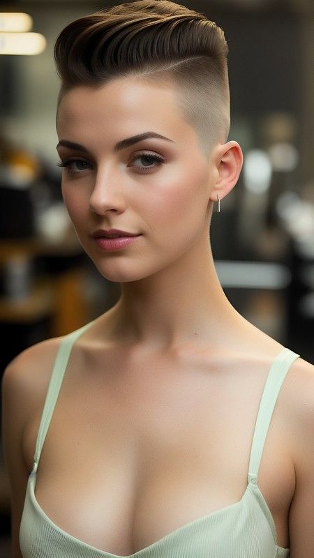 Ladies Day at the Barbershop | Lisa's Hairdos | Flickr Androgynous Hairstyles, Buzzcut Women, Hairstyles Latina, Cropped Pixie, Brunette Short, Buzzcut Girl, Buzz Cut Women, Shaved Hair Women, Girl Hair Drawing