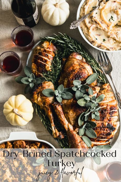 With this Dry Brined Spatchcocked Turkey recipe, you get the juiciest, most flavorful turkey with crispy skin in a fraction of the time of traditional cooking methods. #drybrineturkey #drybrinespatchcockturkey #spatchcockturkey #thanksgivingrecipes Spatchcocked Turkey, Spatchcock Turkey, Dry Brine Turkey, Dry Brine, Chinese Five Spice Powder, Roasting Times, Holiday Leftovers, Turkey Brine, Thanksgiving 2024