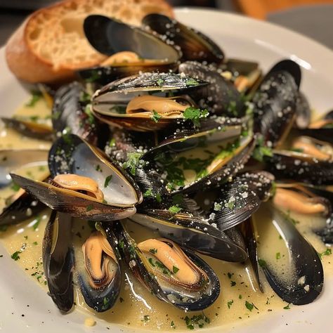 Pellet Grill Accessories, Steamed Mussels, Mussels Recipe, Baked Roast, White Wine Sauce, Baked Vegetables, Valentine Dinner, Recipes Fish, Garlic Butter Sauce