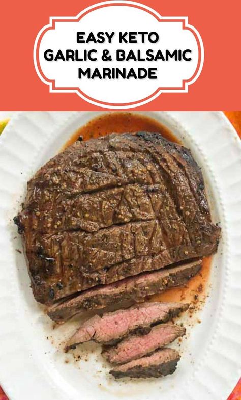 If you need a really easy low carb dinner, try this keto flank steak with an easy garlic & balsamic marinade. It just takes minutes to marinate the flank steak and and then grill it for dinner. The marinade is so flavorful and each serving has only 2.9g net carbs. Marinade For Flank Steak, Best Flank Steak Marinade, Marinade For Flank Steak Recipe, Quick Flank Steak Marinade, Balsamic Flank Steak, Marinade Flank Steak, Garlic Balsamic, Balsamic Steak, Balsamic Marinade