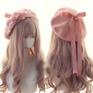 Kawaii Hat, Kawaii Wigs, Style Kawaii, Cosplay Hair, Kawaii Hairstyles, Hair Accessories Collection, Kawaii Shop, Pink Hat, Beret Hat