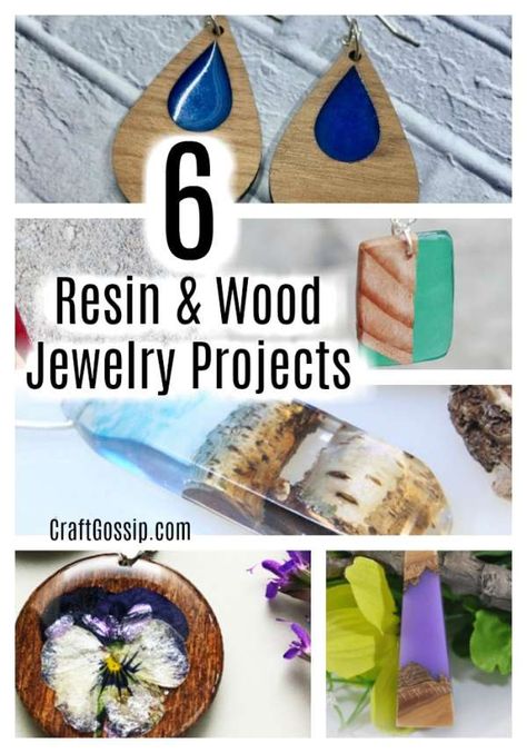 6 Wood And Resin Jewelry Tutorials Resin And Wood Jewelry, Wood And Epoxy Jewelry, Resin Wood Earrings, Wood Epoxy Earrings, Wood Jewerly, Wood Resin Pendant, Wood And Epoxy Necklace, Resin Jewelry Tutorial, Liquid Plastic