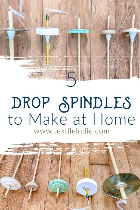 5 Drop spindle tutorials to make yourself. How To Make A Drop Spindle, Diy Drop Spindle How To Make, Diy Drop Spindle, Drop Spindle Diy, Drop Spindle Spinning, Spinning Yarn Drop Spindle, Spinning Yarn Fiber, Wool Spinning, Flax Weaving