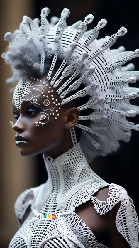 #fashion #art African Futurism Fashion, Futuristic Hairstyles Women, African Steampunk, African Royalty Fashion, Afro Futurism Fashion, African Futurism, Afrofuturism Fashion, Afro Futuristic, Afro Hair Art