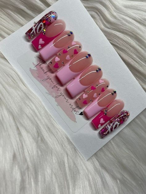 Etsy Press On Nails, Nails Fresh, Nails Business, Business Nails, Valentine Nails, Nail Prep, Acrylic Press On Nails, French Acrylic Nails, Pretty Nail Designs