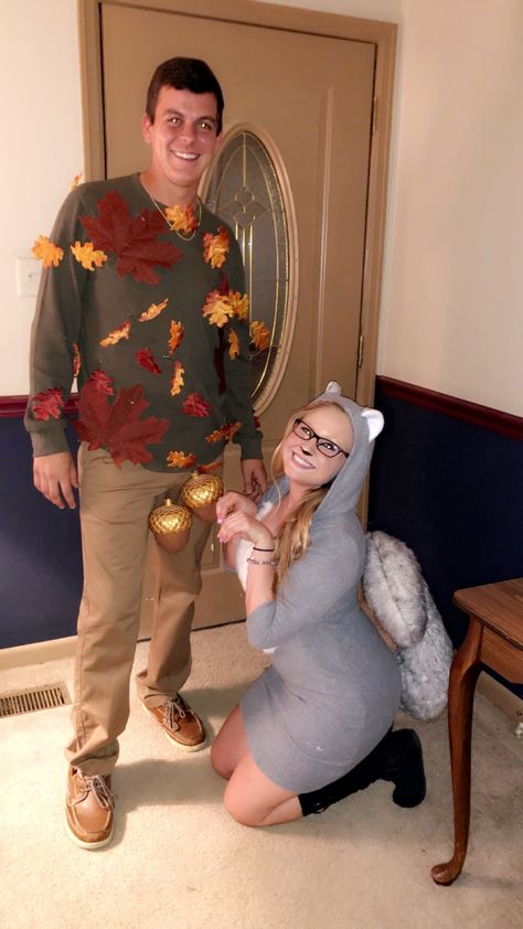 Squirrel and Nuts/Tree #halloween #couplecostume Family Costume Ideas, Squirrel Costume, Halloween Glam, Unique Couple Halloween Costumes, Couples Costume, Spooky Halloween Party, Couples Halloween Outfits, Couples Halloween, Family Costumes