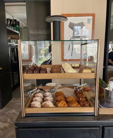 Croissant Display, Aesthetic Baking, Opening A Cafe, Bakery Interior, Coffee Lab, Bakery Kitchen, Scandinavian Furniture Design, Bakery Decor, Food Cart Design