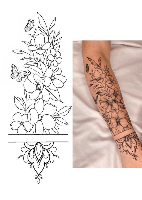 Flower Mandala Tattoo, Mandala Arm Tattoos, Floral Arm Tattoo, Half Sleeve Tattoos Forearm, Mommy Tattoos, Wicked Tattoos, Flower Tattoo Shoulder, Flower Tattoo Arm, Floral Tattoo Sleeve