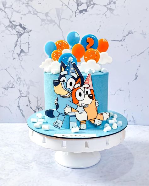 Bluey Themed Cake, Frozen Birthday Party Cake, Baby Birthday Party Theme, 7th Birthday Cakes, Bluey Birthday, Frozen Birthday Party, Baby Birthday Party, Jaco, Acrylic Designs