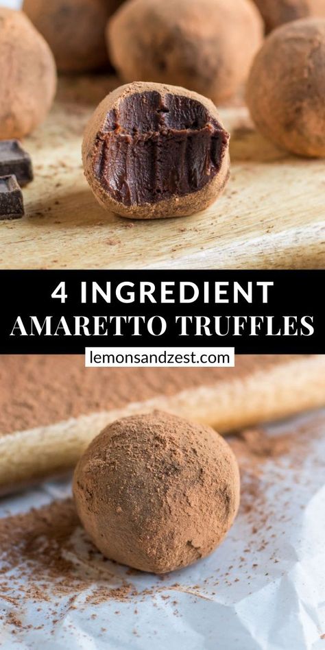 Baking With Alcohol, Amaretto Truffles, Amaretto Truffles Recipe, Desserts With Liquor, Amaretto Desserts, Amaretto Balls, Easy Truffle Recipe, Alcohol Truffles, Amaretto Cookies