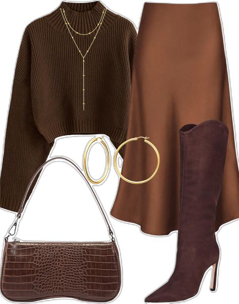 Sweater And Skirt, Design Moda, Brown Outfit, Classy Work Outfits, Stylish Work Outfits, Modest Fashion Outfits, Looks Chic, Fall Fashion Outfits, Casual Style Outfits