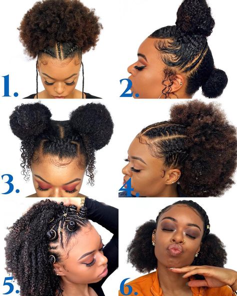 WHICH HAIRSTYLE IS YOUR FAVORITE? ⬅️ SWIPE LEFT to see the full lengths of each picture 😻 ——————————————————————————— This is a collage of… Cabello Afro Natural, Cute Natural Hairstyles, Lazy Hairstyles, Protective Hairstyles For Natural Hair, Natural Hairstyle, Messy Short Hair, School Hairstyles, 4c Hair, Natural Hair Styles Easy