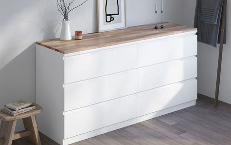 Passende Holzplatten für das IKEA Kallax Regal, den Trones Schuhschrank oder die Malm Kommode. Verwandle deine IKEA Möbel in exklusive Einzelstücke. Malm Bedroom Ideas White Stained Oak, Ikea Eket Bookshelf, Fitted Cupboards, Ikea Cupboards, Ikea Eket, Loft House Design, Ikea Kallax, Ikea Besta, Ikea Malm