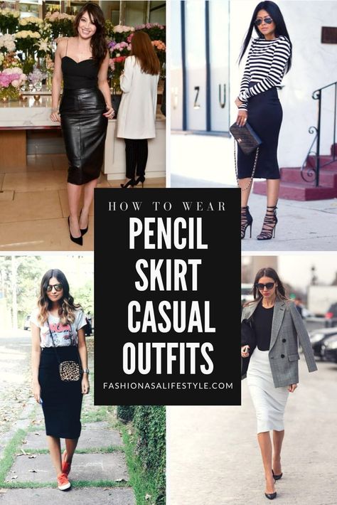 Pencil skirts are feminine, sexy, and extremely versatile. They go with everything!. It is a wardrobe staple that all women should have in their closet. Learn more! Long Pencil Skirt Outfits, Midi Pencil Skirt Outfit, Black Pencil Skirt Outfit Casual, Black Pencil Skirt Outfit, Black Skirt Outfit Summer, Pencil Skirt Outfits Casual, Pencil Skirt Diy, Pencil Dress Outfit, Skirt Outfit Casual