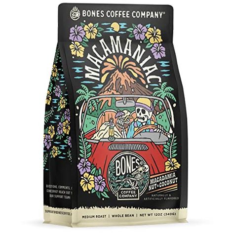 Precious Deshield's Amazon Page Bones Coffee, Coffee Beverages, Arabica Coffee Beans, Flavored Coffee, Coconut Coffee, Ground Coffee Beans, Macadamia Nut, Gourmet Coffee, Flavored Drinks