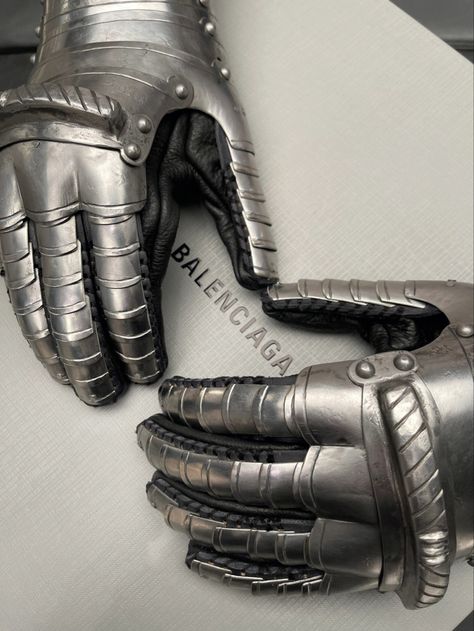 balenciaga gloves armor 🦂️📎🩶🖤🤎🤍 Balenciaga Armor, Brand Aesthetic, Knight In Shining Armor, High Fashion, Balenciaga, Gloves, Fashion Inspo, Silver, Quick Saves