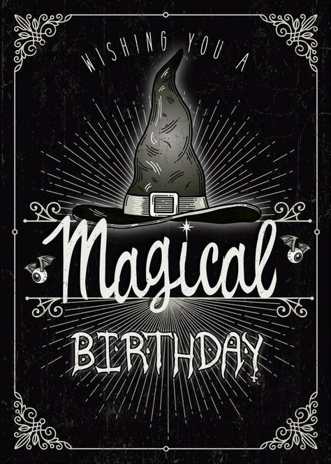 Happy Birthday Gothic, Happy Birthday Halloween, Happy Birthday Harry Potter, Gothic Birthday, Cumpleaños Harry Potter, Magic Birthday, Goth Horror, Halloween Wishes, Magical Birthday