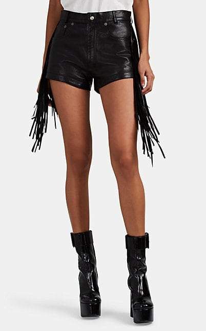 R13 Women's Fringed Leather Shorts - Black Shorts And Black Boots, Fringe Shorts, Short Fringe, Tuxedo Jacket, Layered Tops, That One Friend, Platform Ankle Boots, Leather Fringe, Urban Chic