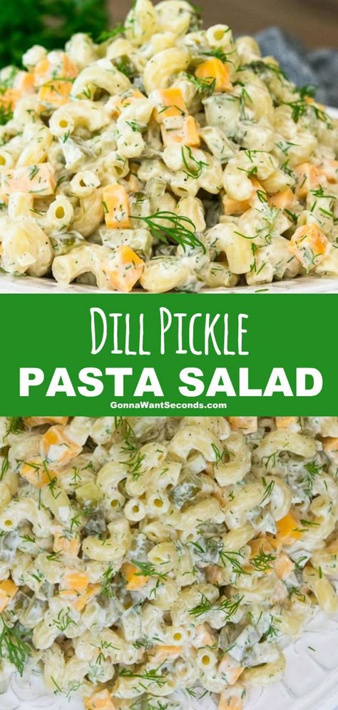 Warm Weather Meals, Pickle Pasta Salad, Meals For Friends, Pickle Chicken, Pickle Pasta, Chicken Pickle, Dill Pickle Pasta Salad, Cold Side Dishes, Cold Pasta