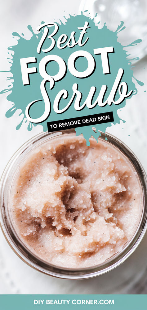 Best DIY Foot Scrub to Remove Dead Skin - Homemade Exfoliating Foot Scrub Recipe Foot Scrub Diy Exfoliating, At Home Pedicure Soak, Foot Scrub Diy, Diy Foot Scrub Recipes, Foot Scrub Recipe, Homemade Foot Scrub, Homemade Foot Soaks, Peppermint Foot Scrub, Homemade Coffee Scrub