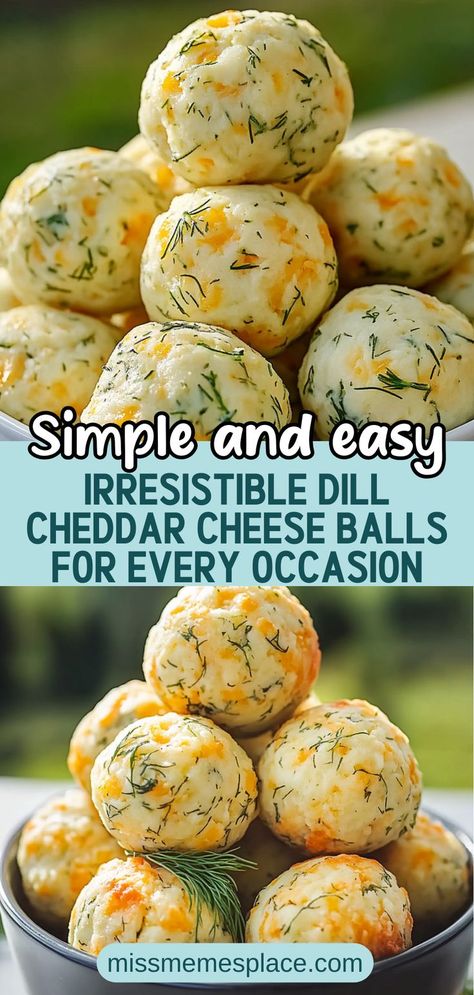 Elevate your snacking game with these delightful Dill Cheddar Cheese Balls! Perfect for parties, game day, or family gatherings, this easy recipe combines the creamy richness of cream cheese and cheddar with the refreshing zest of dill. Whip them up in no time with just a handful of ingredients, and watch your guests rave about these cheesy bites. Whether served cold or warm, they are guaranteed to be a hit! Get the full recipe and impress your friends with your culinary skills. Easy Cheese Balls 3 Ingredients, Cheddar Cheese Bites, Dill Cheese Ball, Cheeseball Recipes Easy Simple, Warm Snacks For Cold Days, Dill Pickle Cheese Ball, Mini Cheeseballs, Cheddar Cheese Ball Recipes, Cream Cheese Balls Recipe