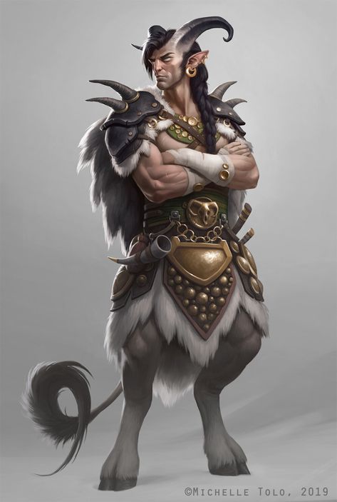 ArtStation - Faun Warrior, Michelle Tolo Satyr Armor, Fantasy Races, Dungeons And Dragons Characters, Fantasy Warrior, Fantasy Rpg, Fantasy Inspiration, Medieval Fantasy, Dnd Characters, Art Portfolio