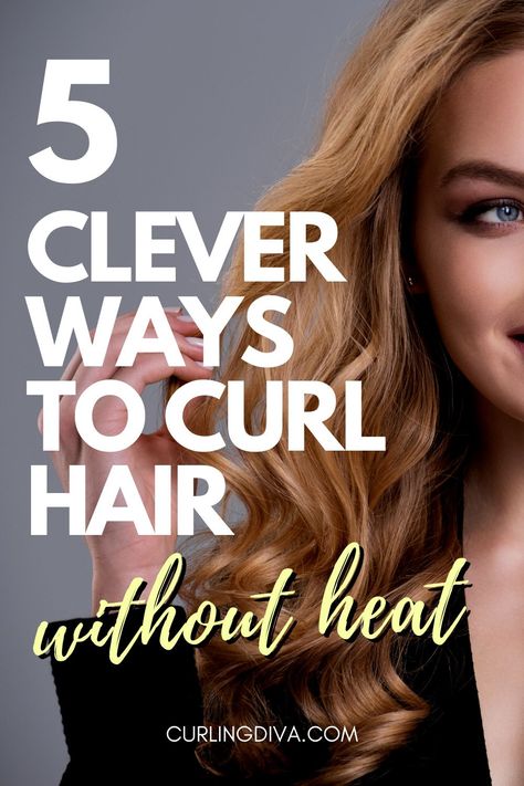 If you love curls but want to avoid heat, I got good news for you. You can curl your hair without heat! Check out these 5 different ways to curl your hair naturally, avoiding curling irons and other heat styling tools. This is perfect for those who want to take a break from heat styling without sacrificing your hairstyle. #noheat #heatless #heatfree #curls Heatless Styles For Medium Hair, Curl Hair Easy Hacks, No Heat Curling Methods, How Can I Curl My Hair Naturally, How To Get Wavy Curls Without Heat, Curling Long Hair Without Heat, How To Get Waves Without Heat, Medium Length No Heat Hairstyles, Natural Waves No Heat