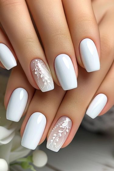 Wedding Day Nails, Bridal Nails Designs, Engagement Nails, Bridesmaids Nails, Makijaż Smokey Eye, Wedding Nails Design, Wedding Nail, Nail Art Wedding, Nails Blue