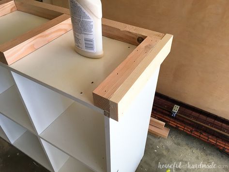 Cube Storage Cabinet Diy, Update Cube Organizer, Diy Doors On Cube Storage, Cube Makeover, Diy Console Table With Storage, Cube Shelf Upcycle, 9 Cube Shelf Makeover, Cube Bookshelf Makeover, Upcycle Cubby Storage