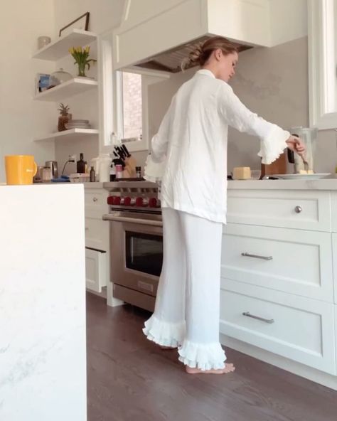 Sleeper on Instagram: “Sunday vibes🧁 @valerialipovetsky and our “Pierrot” Party Pajama Set in White.” Daily Sleeper, 2024 Moodboard, Sunday Vibes, Wedding 2025, White Linen, Pajama Set, Instagram Profile, Pajamas, Lounge Wear