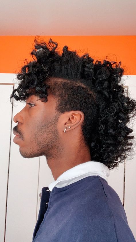 Mullet Hairstyle Mens Black, Mullet Hairstyle Black Mens, Curly Mullet Men Black, Afro Mullet Men, Black Man Mullet, Black Mullet Men, Black Guy Mullet, Curly Mullet Boy, Mullet Black Man